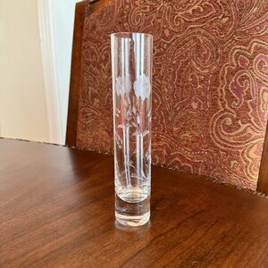 Stylesetter 8" Clear Glass Bud Vase Etched Flowers